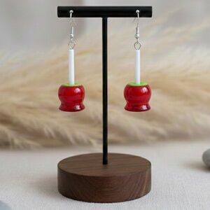 Green Candy Apple with Red Syrup - Handmade Earrings